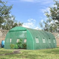 Outsunny 6 x 3m Walk in Large Polytunnel Greenhouse with Windows & Door - Green - 845-145V01