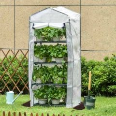 Outsunny 4 Tier Portable Mini Greenhouse 160H x 70L x 50Wcm - White - 845-228V01WT