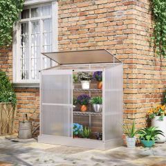 Outsunny 3 Tier Cold Frame Mini Greenhouse 139.5H x 131L x 58Wcm - Silver - 845-329