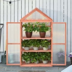 Outsunny Wooden Cold Frame Greenhouse with PC Board 80 x 47 x 138cm - Orange - 845-370