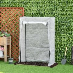 Outsunny Mini Greenhouse with Roll-up Door 100L x 50W x 150Hcm - White - 845-386V01