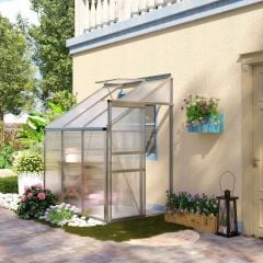 Outsunny 6 x 4ft Walk-In Greenhouse with Adjustable Roof Vent & Rain Gutter - Clear - 845-539