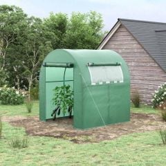 Outsunny Walk in Polytunnel Greenhouse with Roll-up Window & Door 180W x 180D x 200Hcm - Green - 845-775V00GN