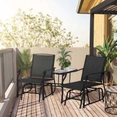 Outsunny Double Garden Rocking Chairs-Black-84A-084BK