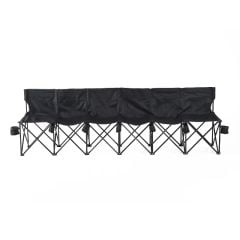 Outsunny 6 Seater Sports Folding Chair with Cup Holder & Carry Bag - Black - 84B-066BK