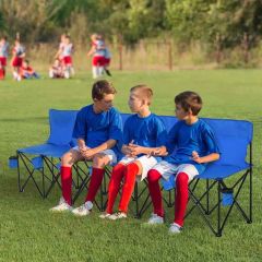 Outsunny 6 Seater Sports Folding Chair with Cup Holder & Carry Bag - Blue - 84B-066BU 