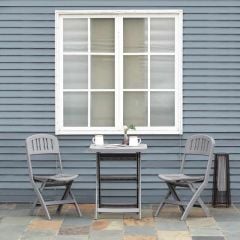 Outsunny 3 Piece Garden Bistro Set with foldable Coffee Table & Chairs - Grey - 84B-638