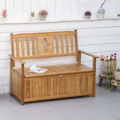 Outsunny 2-Seater Wood Storage Garden Bench - Natural - 84B-740ND