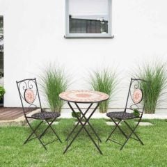 Outsunny 3 Piece Mosaic Bistro Set Outdoor Furniture - Yellow - 84B-871
