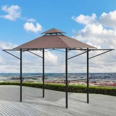 Outsunny BBQ Canopy Shelter L250 x W150 x H250cm with Side Shelves - Coffee - 84C-011