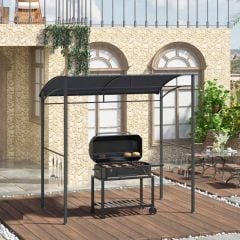 Outsunny BBQ Canopy Shelter 2M (7ft) with Metal Frame and Canopy with Hooks - Grey - 84C-265GY
