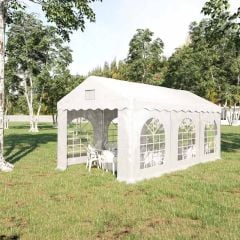 Outsunny Garden Gazebo Marquee with Windows and Sidewalls 3000x6000mm - White - 84C-316