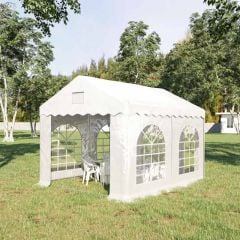 Outsunny Garden Gazebo Marquee with Windows and Sidewalls 3000x4000mm - White - 84C-316V01