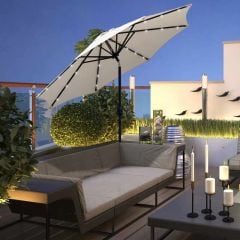 Outsunny 24 LED Solar Powered Parasol Umbrella - Cream White - 84D-018CW