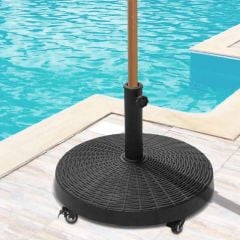 Outsunny Resin Patio Parasol Base Umbrella Stand with Wheels - Black - 84D-068