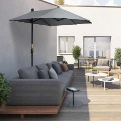 Outsunny 2m Half Balcony Parasol with Crank Handle & Base - Dark Grey - 84D-175CG