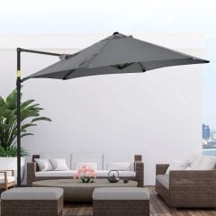 Outsunny 2.5M Cantilever Parasol with 360° Rotation with Cross Base - Dark Grey - 84D-209V00CG - 