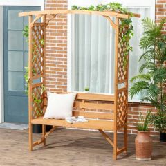 Outsunny 2-Seater Arch Garden Bench Natural - Natural Wood - 84G-002V00BN