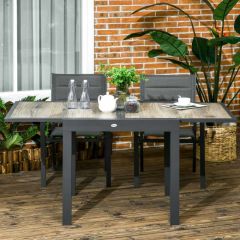 Outsunny 6 Seater Extendable Garden Table - Plastic Table Top - Black - 84G-076V00BG