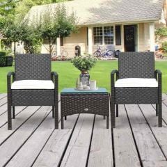 Outsunny 2 Seater Rattan Bistro Set Steel - Brown - 863-039CF
