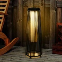 Outsunny Solar Powered Wicker Lantern - Black - 866-066BK