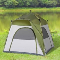 Outsunny Camping Tent - 4 Man Tent - Green - A20-054GN