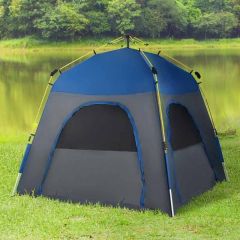 Outsunny Automatic Pop Up Tent - 4 Man Tent - Grey / Blue - A20-054GY