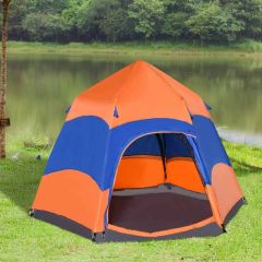 Outsunny Camping Tent - Orange/Blue - A20-056