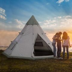 Outsunny Outdoor Camping Tent with Carrier Bag - 6 Man Tent - Olive Green / Grey  - A20-136GN