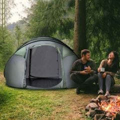 Outsunny Pop-up Tent for Family - 4 Man Tent - Dark Green / Grey - A20-169