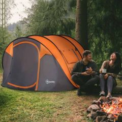 Outsunny Pop-up Tent for Family with Carry Bag for Outdoor Trip - 5 Man Tent - Orange / Grey- A20-169OG