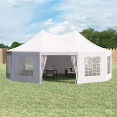Outsunny Decagonal Garden Party Tent 8900x6500mm - White - 01-0006-002