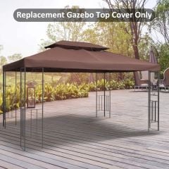 Outsunny 2 Tier Gazebo Replacement Canopy 4000x3000mm - Brown - 01-0082