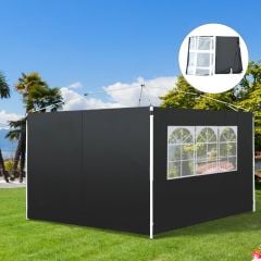 Outsunny Gazebo 2x Side Panels with 1 Window 3000mm - Black - 01-0210