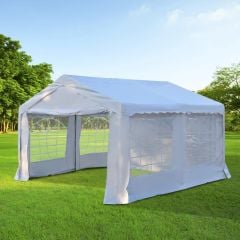 Outsunny Garden Gazebo Marquee with Windows and Sidewalls 4000x4000mm - White - 01-0807