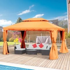 Outsunny 2 Tier Garden Gazebo with Curtains and Nets 3000x4000mm - Orange - 01-0870