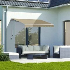 Outsunny Manual Retractable Awning 2.5 x 2m - Beige - 01-0135 Main Image