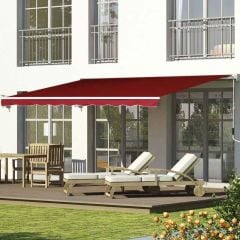 Outsunny Retractable Manual Awning 2.5 x 2m - Wine Red - 01-0136