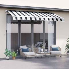 Outsunny Manual Retractable Awning 2.5 x 2m - Dark Blue/White - 100110-005BW Lifestyle1