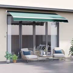 Outsunny Manual Retractable Awning 2.5 x 2m - Dark Green - 100110-005G