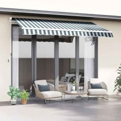 Outsunny Retractable Awning 2.5 x 2m - Dark Green/White - 100110-005GW