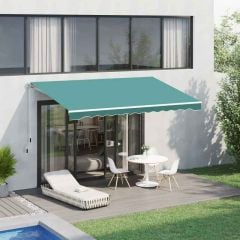 Outsunny Manual Retractable Awning 3.5 x 2.5m - Green - 100110-006G Main Image