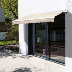 Outsunny Manual Retractable Awning 3 x 2.5m - Ivory White - 100110-007CM Main Image