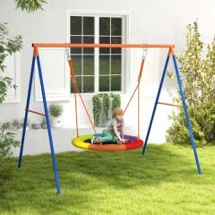 Outsunny Kids Basket Swing - Multicolour - 344-076V00MX