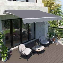 Outsunny Retractable Manual Awning 3 x 2.5m - Grey - 840-152