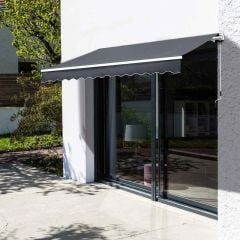 Outsunny Retractable Manual Awning 3.5 x 2.5m - Grey - 840-174V01GY Main Image