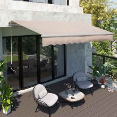 Outsunny Retractable Manual Awning 4 x 2.5m - Beige - 840-177V01CW Main Image