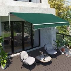 Outsunny Retractable Manual Awning 4 x 2.5m - Green - 840-177V01GN Main Image