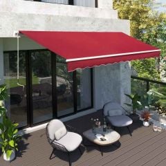 Outsunny Manual Retractable Awning 4 x 2.5m - Red - 840-177V01WR Main Image