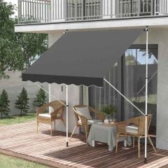 Outsunny Adjustable Outdoor Aluminium Frame Awning 2 x 1.5m - Grey/White- 840-182GY